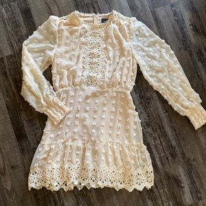Cream lace high neck dress